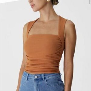 OGL Eco-SkinKiss Ruched Tapered Square Neck Tank